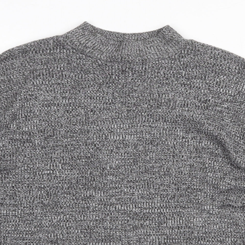 H&M Womens Grey Mock Neck Polyester Pullover Jumper Size XS