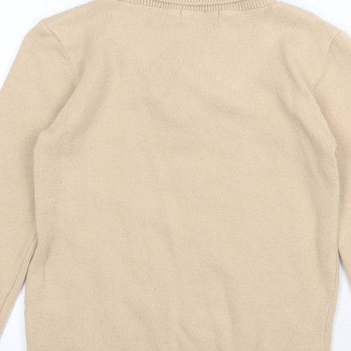 Pure & Natural Womens Beige V-Neck Acrylic Pullover Jumper Size S