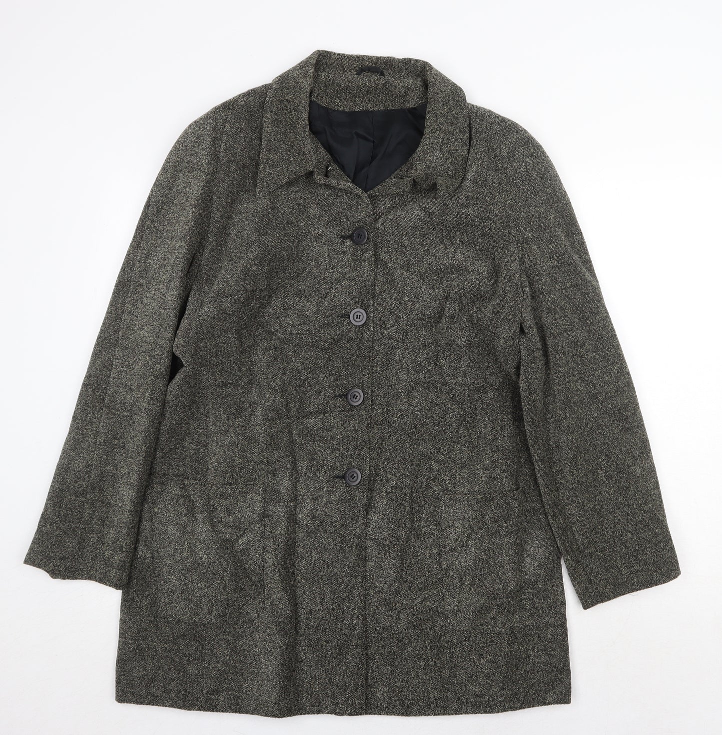 Richards Womens Grey Geometric Overcoat Coat Size 16 Button