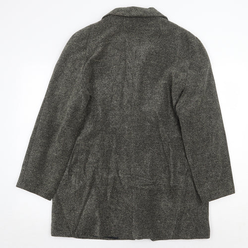 Richards Womens Grey Geometric Overcoat Coat Size 16 Button