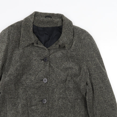 Richards Womens Grey Geometric Overcoat Coat Size 16 Button