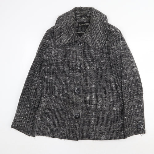 BHS Womens Grey Geometric Jacket Size 14 Button