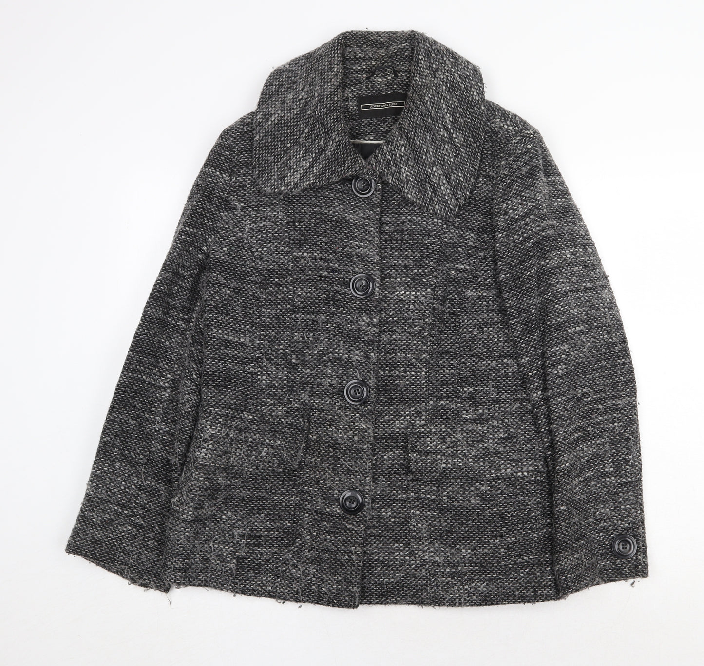BHS Womens Grey Geometric Jacket Size 14 Button