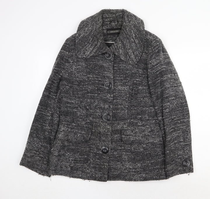 BHS Womens Grey Geometric Jacket Size 14 Button