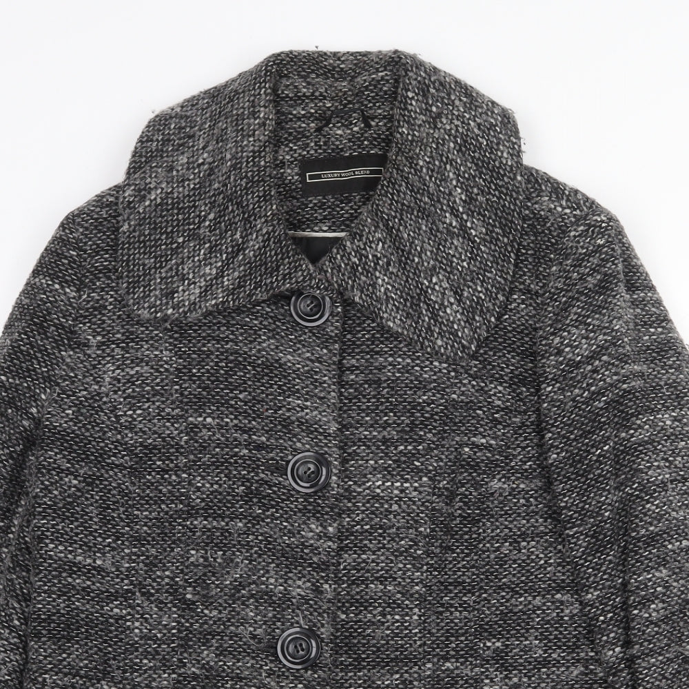 BHS Womens Grey Geometric Jacket Size 14 Button