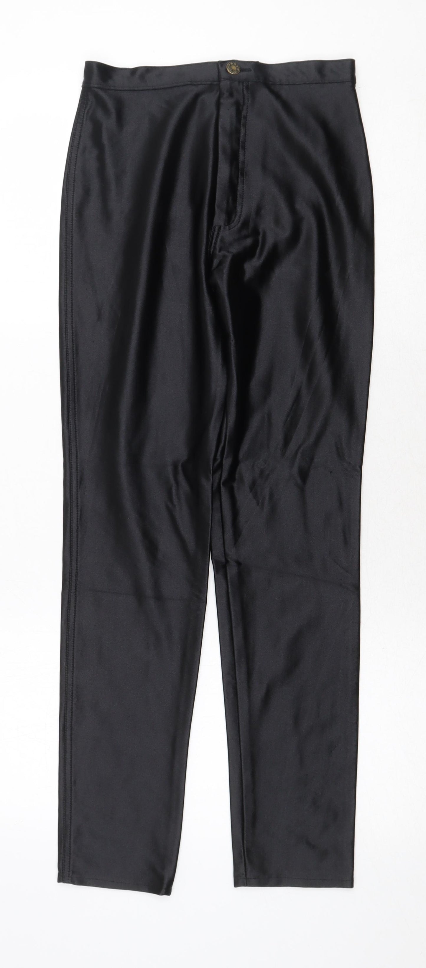 Scirocco Womens Black Nylon Trousers Size 12 Regular Zip - Faux Leather