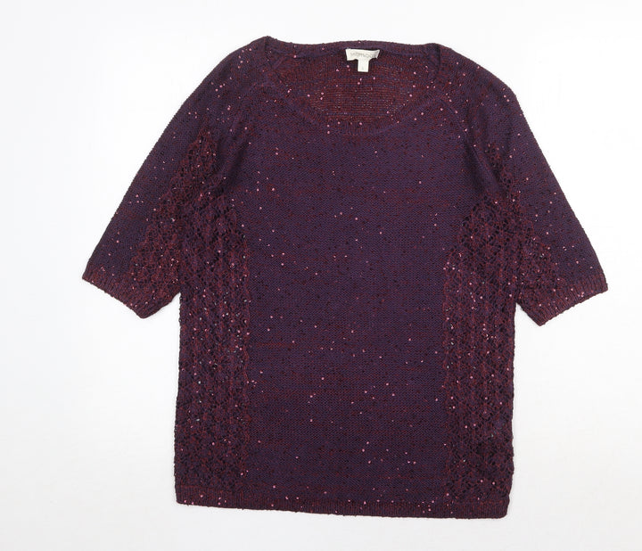 Monsoon Womens Purple Scoop Neck Viscose Pullover Jumper Size S