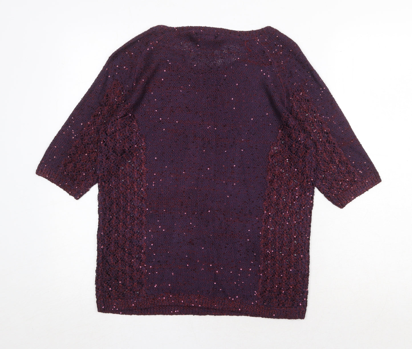 Monsoon Womens Purple Scoop Neck Viscose Pullover Jumper Size S
