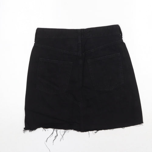 H&M Womens Black Cotton A-Line Skirt Size 8 Zip