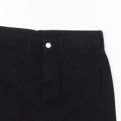 H&M Womens Black Cotton A-Line Skirt Size 8 Zip