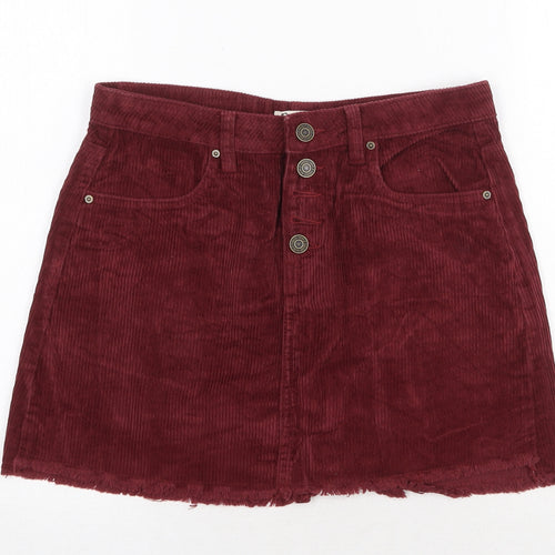 Ondigo Rein Womens Red Cotton Mini Skirt Size 28 in Zip