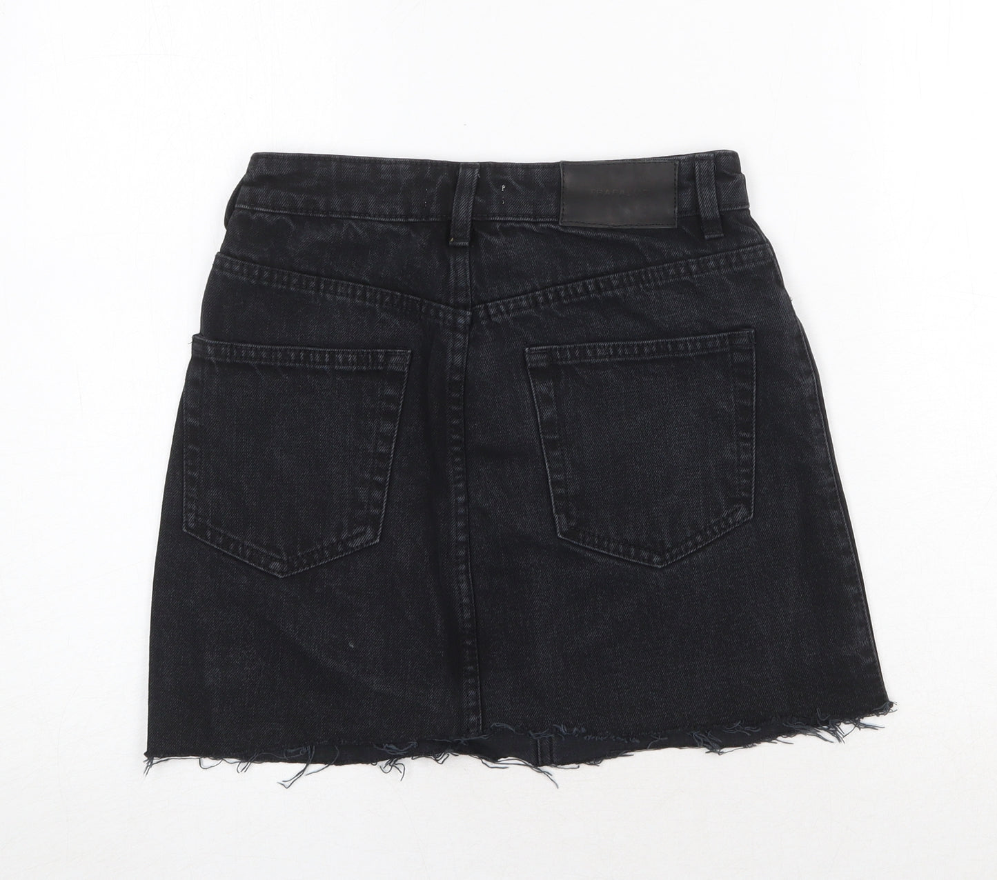 TRF Womens Black Cotton Mini Skirt Size 26 in Zip