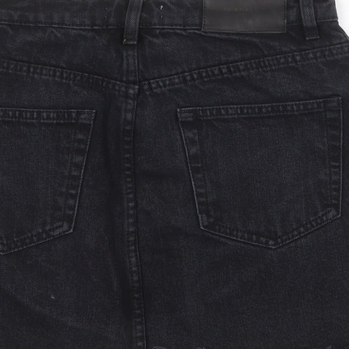 TRF Womens Black Cotton Mini Skirt Size 26 in Zip