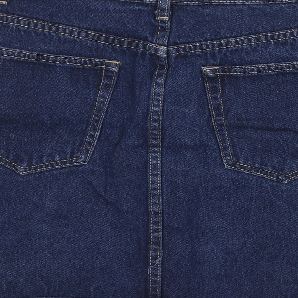 Boohoo Womens Blue Cotton A-Line Skirt Size 8 Zip