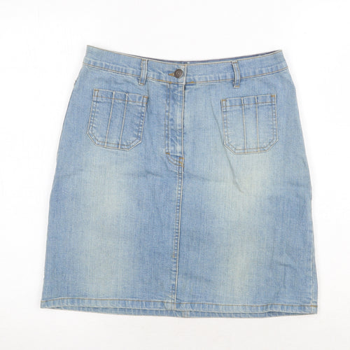 NL Jeans Womens Blue Cotton Straight & Pencil Skirt Size 28 in Zip