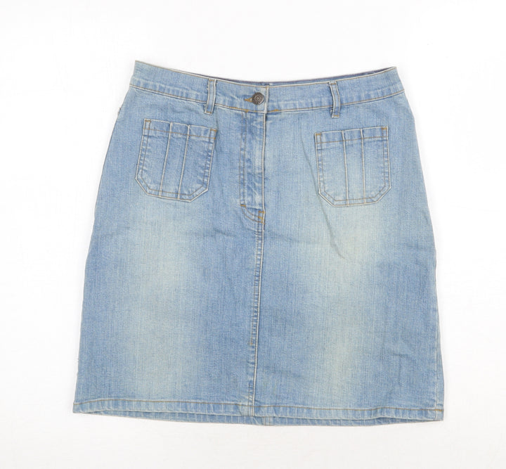 NL Jeans Womens Blue Cotton Straight & Pencil Skirt Size 28 in Zip