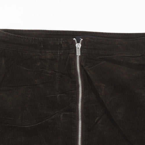 New Look Womens Green Cotton A-Line Skirt Size 10 Zip