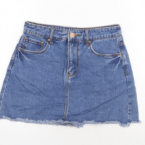 FOREVER 21 Womens Blue Cotton Mini Skirt Size 28 Zip