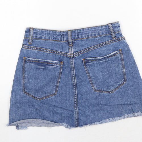 FOREVER 21 Womens Blue Cotton Mini Skirt Size 28 Zip