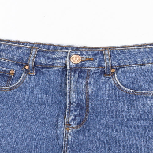 FOREVER 21 Womens Blue Cotton Mini Skirt Size 28 Zip