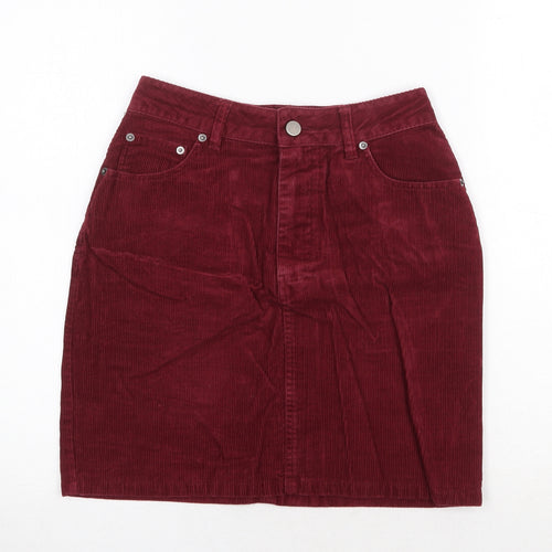 ASOS Womens Red Cotton A-Line Skirt Size 6 Zip