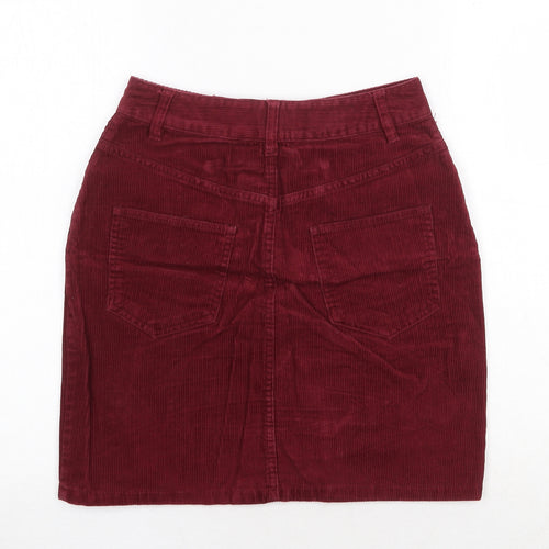 ASOS Womens Red Cotton A-Line Skirt Size 6 Zip