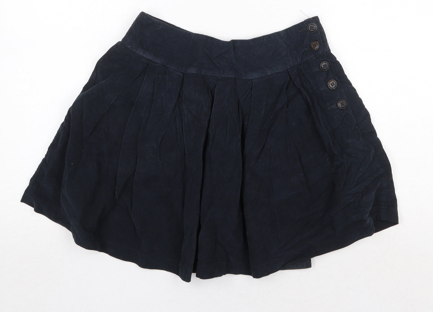 Zara Womens Blue Cotton Skater Skirt Size 8 Button