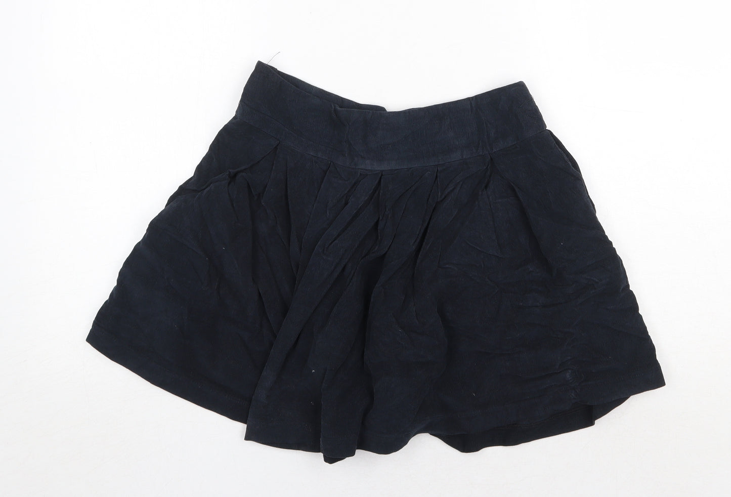 Zara Womens Blue Cotton Skater Skirt Size 8 Button