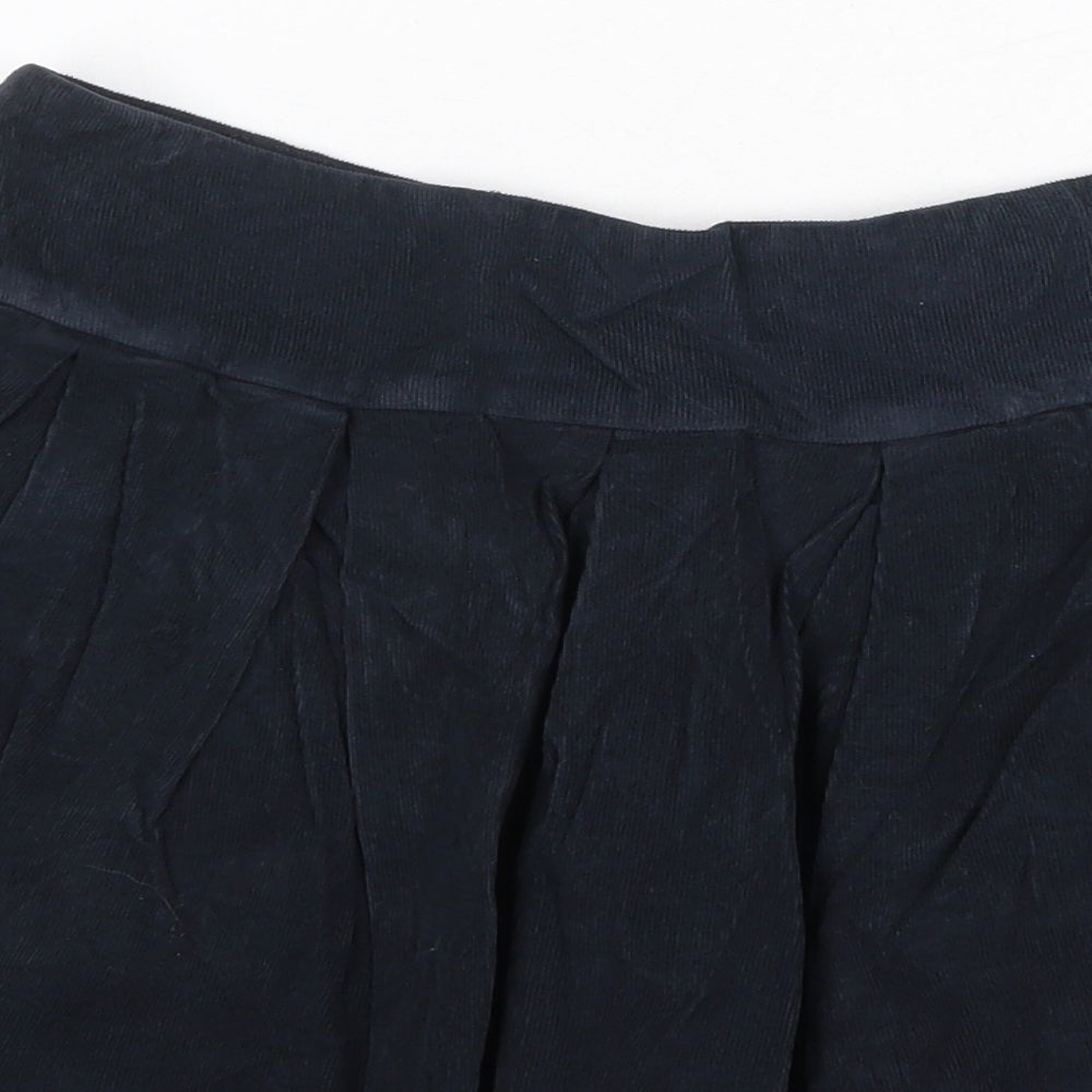 Zara Womens Blue Cotton Skater Skirt Size 8 Button