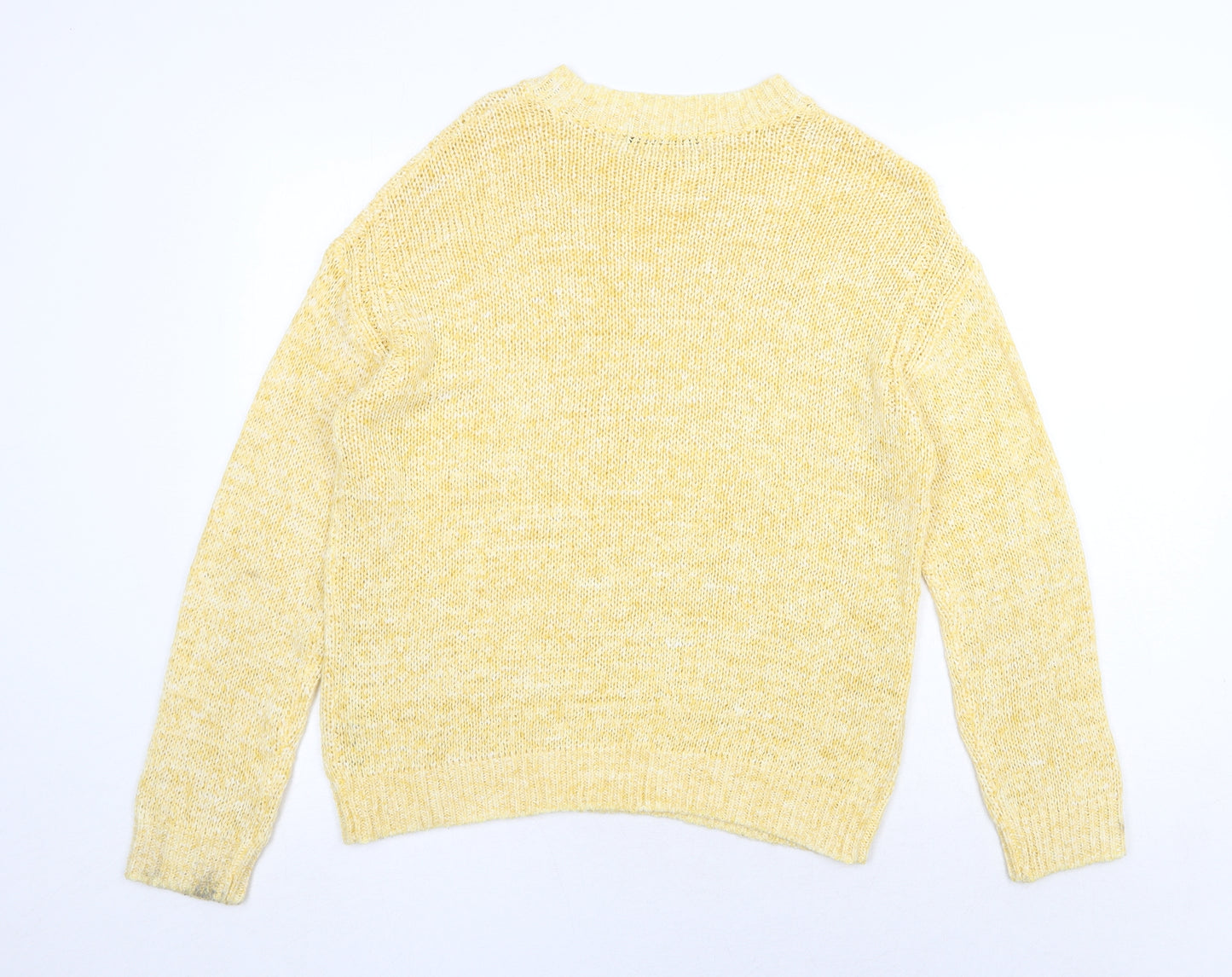 Marks and Spencer Womens Yellow Round Neck Acrylic Pullover Jumper Size S