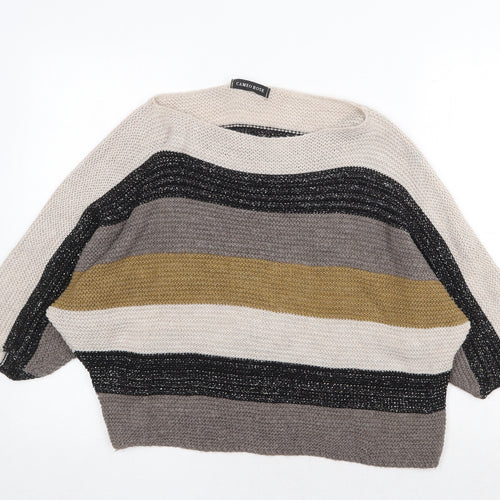 Cameo Rose Womens Multicoloured Boat Neck Striped Acrylic Pullover Jumper Size S