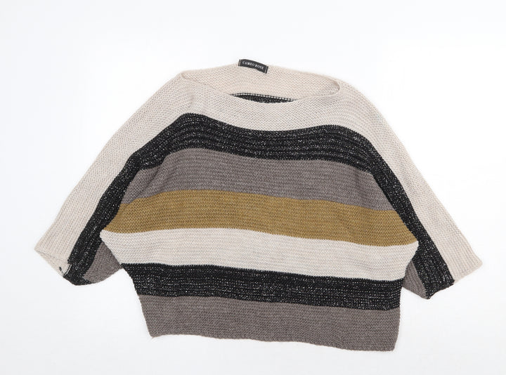 Cameo Rose Womens Multicoloured Boat Neck Striped Acrylic Pullover Jumper Size S