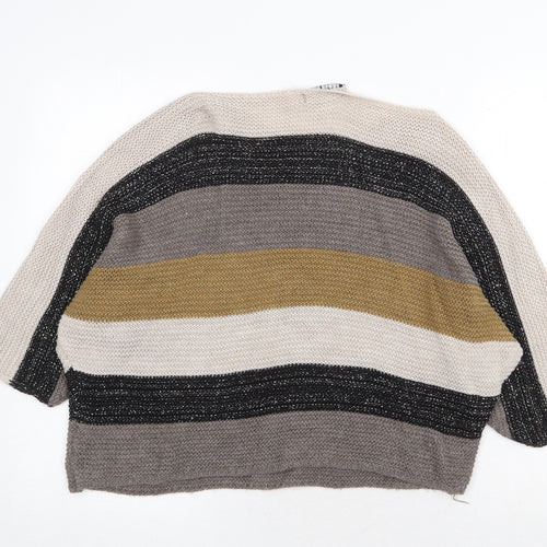 Cameo Rose Womens Multicoloured Boat Neck Striped Acrylic Pullover Jumper Size S