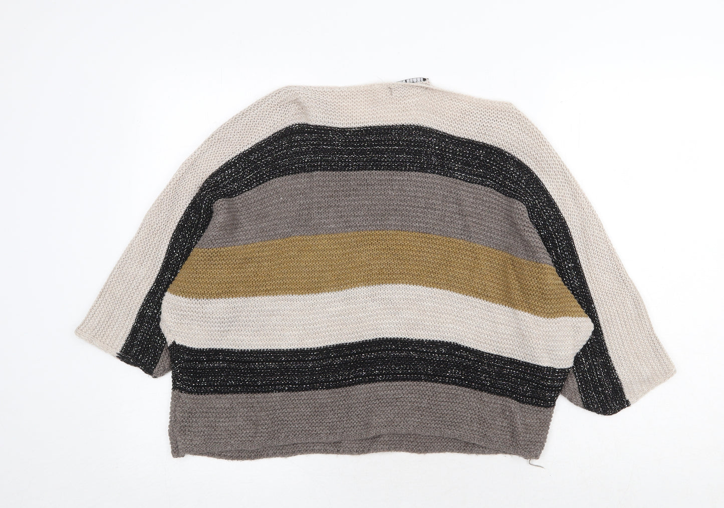 Cameo Rose Womens Multicoloured Boat Neck Striped Acrylic Pullover Jumper Size S
