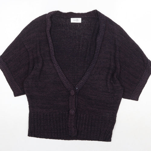 Wallis Womens Purple V-Neck Acrylic Cardigan Jumper Size M