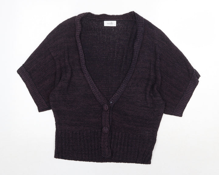 Wallis Womens Purple V-Neck Acrylic Cardigan Jumper Size M