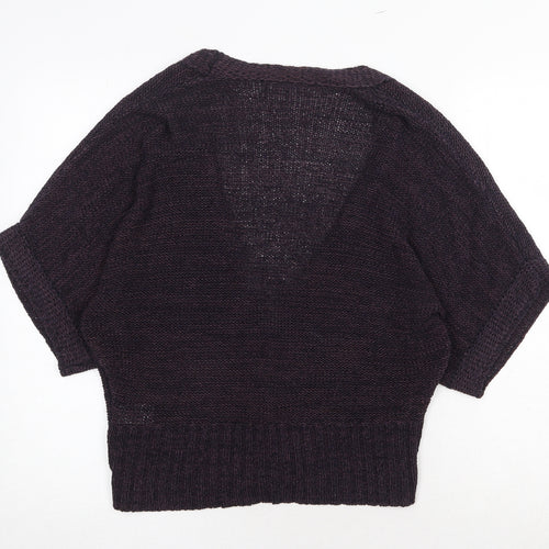 Wallis Womens Purple V-Neck Acrylic Cardigan Jumper Size M