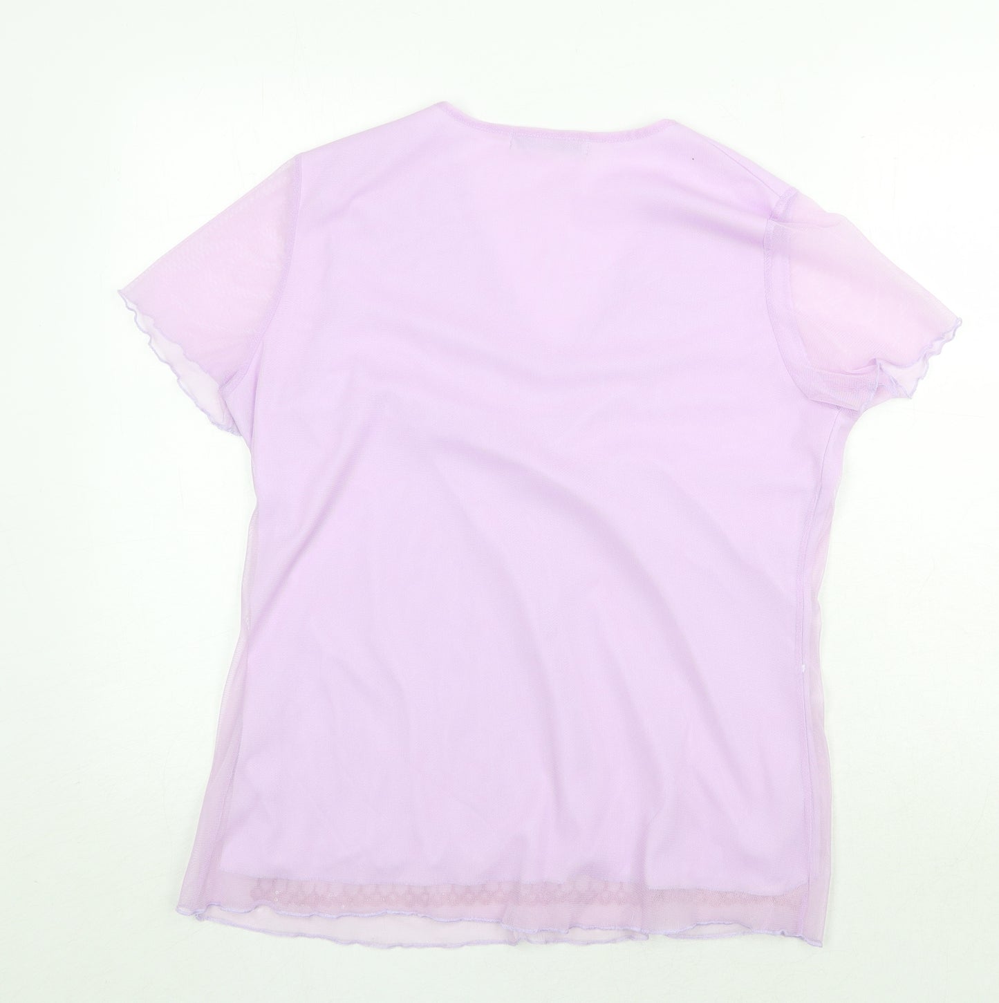 Classics Womens Purple Polyamide Basic T-Shirt Size 14 V-Neck