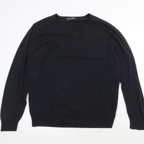 Marks and Spencer Womens Blue V-Neck Acrylic Pullover Jumper Size L