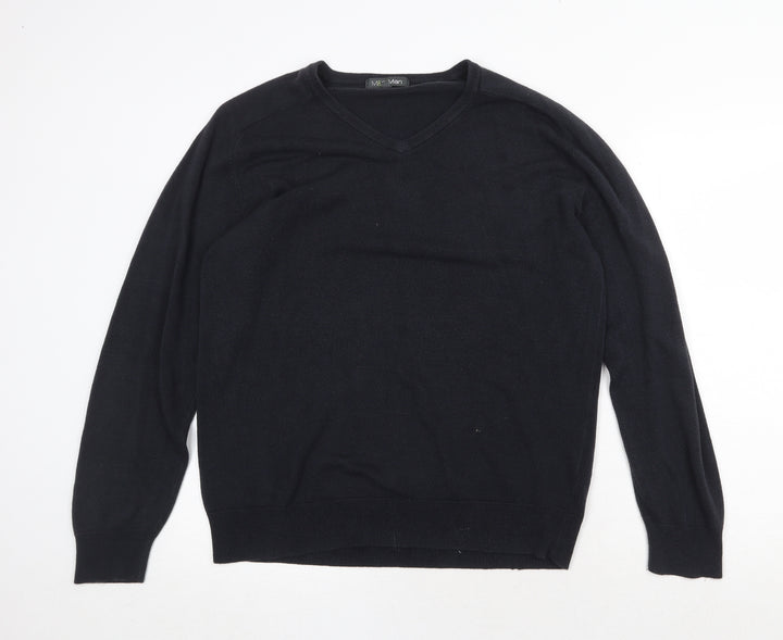 Marks and Spencer Womens Blue V-Neck Acrylic Pullover Jumper Size L