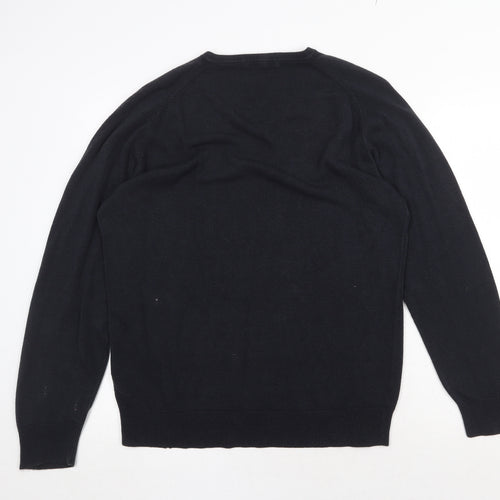 Marks and Spencer Womens Blue V-Neck Acrylic Pullover Jumper Size L