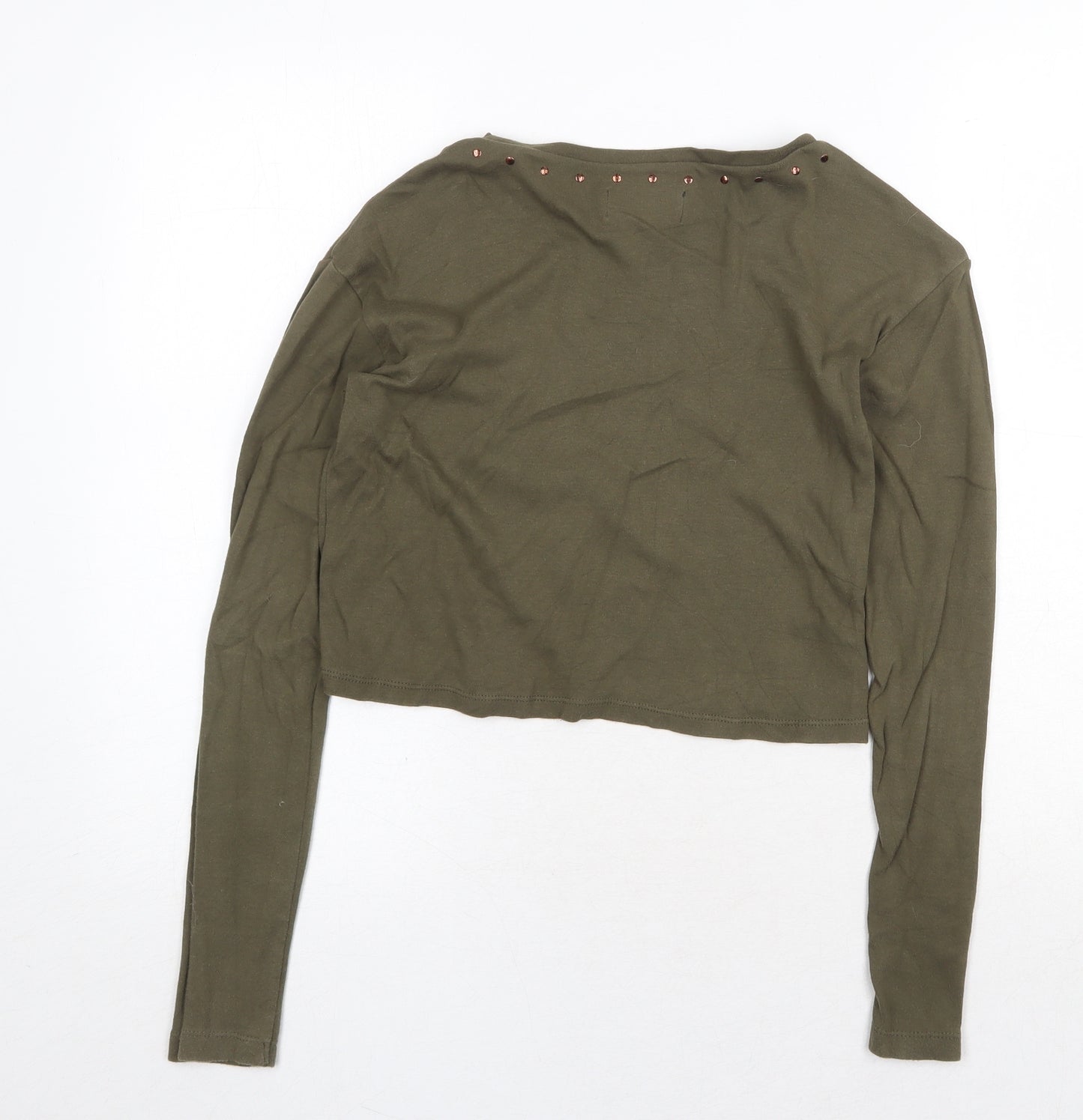 Firetrap Girls Green Cotton Basic T-Shirt Size 13 Years Round Neck Pullover