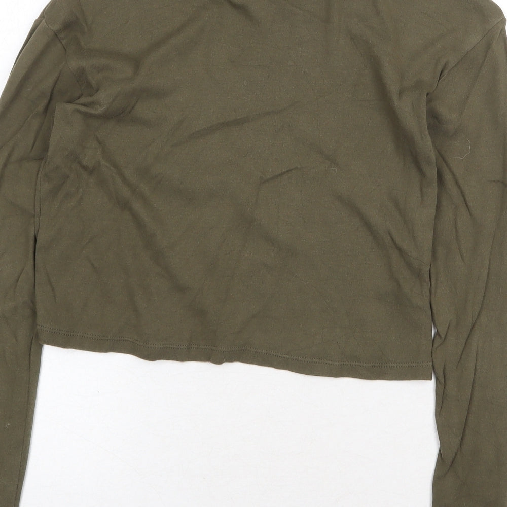 Firetrap Girls Green Cotton Basic T-Shirt Size 13 Years Round Neck Pullover