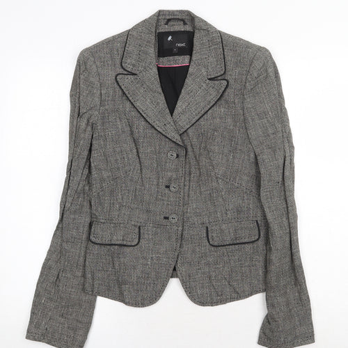 NEXT Womens Grey Geometric Jacket Blazer Size 10 Button