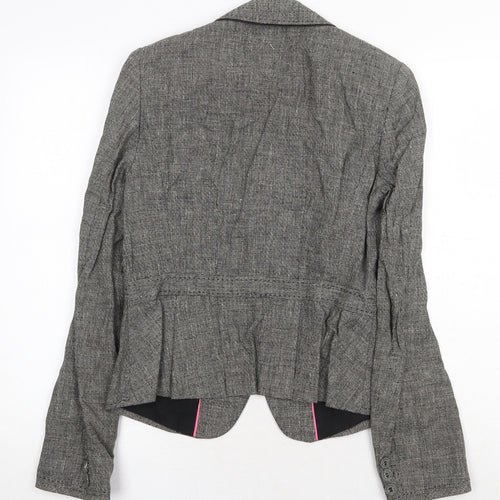 NEXT Womens Grey Geometric Jacket Blazer Size 10 Button