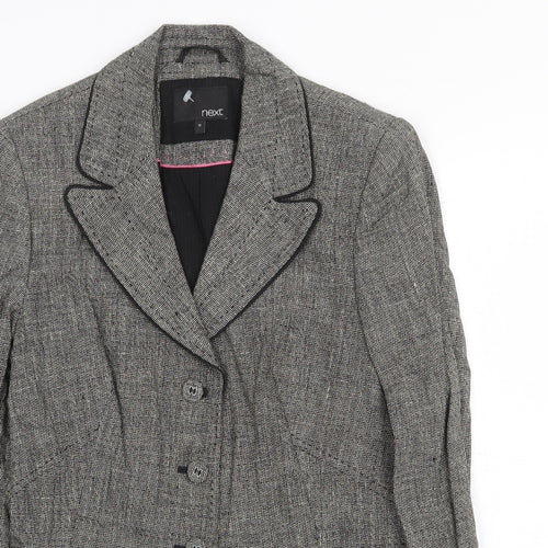 NEXT Womens Grey Geometric Jacket Blazer Size 10 Button