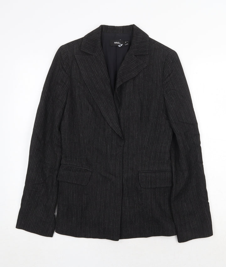 Mango Womens Black Striped Jacket Blazer Size 8 Button
