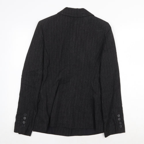Mango Womens Black Striped Jacket Blazer Size 8 Button
