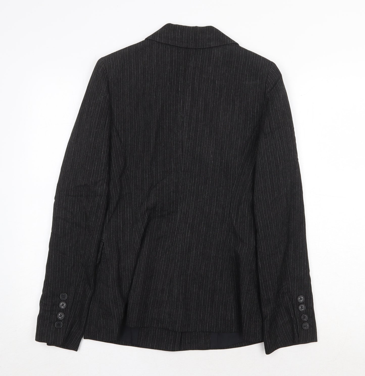 Mango Womens Black Striped Jacket Blazer Size 8 Button
