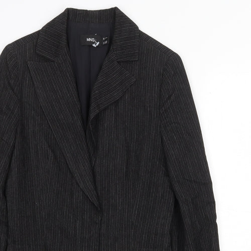 Mango Womens Black Striped Jacket Blazer Size 8 Button